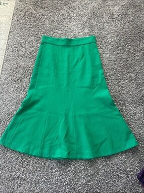 Ann Taylor Vibrant Green A-Line Midi Skirt